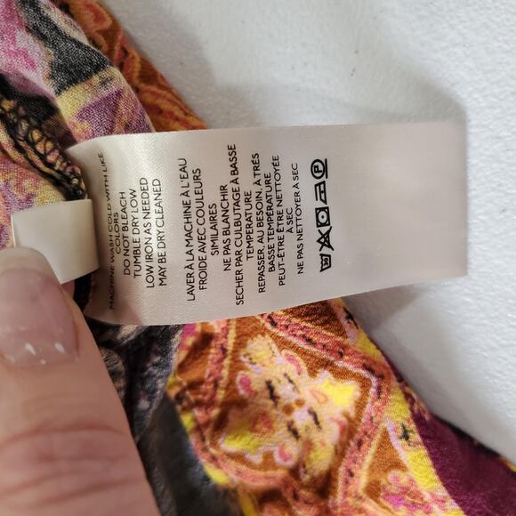 Free People Blouse Womens Small Boho Paisley Floral Crop Whimsy - Picture 7 of 9